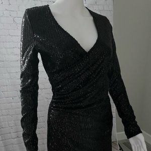 Body-con Sequin Cocktail Mini Wrap Dress